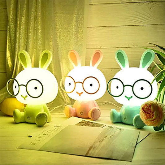 Veilleuse Lapin avec Lunettes - Lumière Douce et Design Mignon