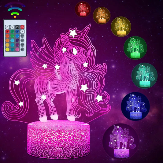 Veilleuse Licorne 3D Colorée - Lumière Douce et Magique