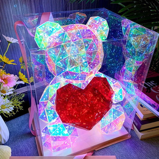 Grand Ours Lumineux 'Amour' - Lumière Douce et Design Mignon