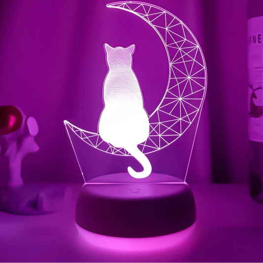 Veilleuse Chat 3D Colorée - Éclairage Unique et Design