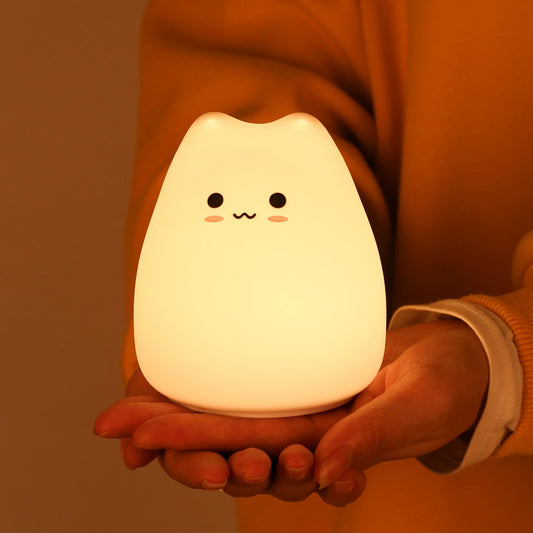 Mini Veilleuse Chat Colorée - Lumière Adorable et Apaisante