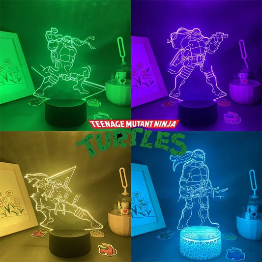 Veilleuse 3D Tortues Ninja Colorée - Éclairage Dynamique et Design Unique